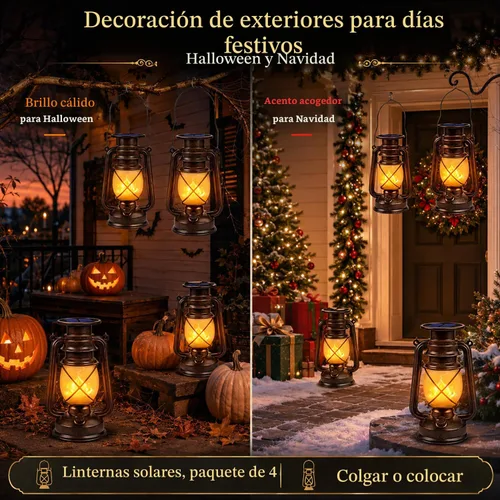 Vista 8 de Marlrin Linternas solares impermeables para exteriores, paquete de 2 luces