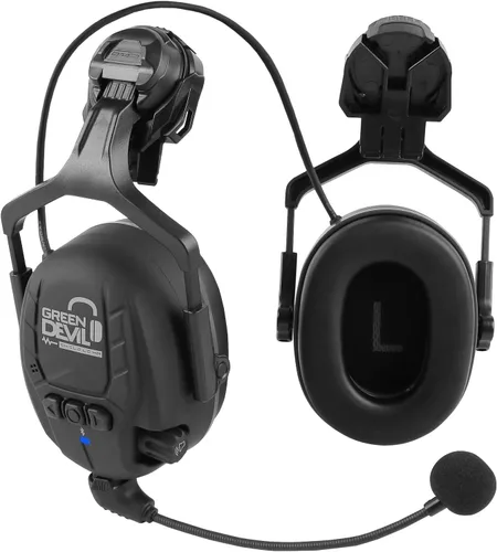 Vista 7 de GREEN DEVIL Orejeras de protección auditiva Bluetooth para casco de seguridad, accesorio montado en casco duro