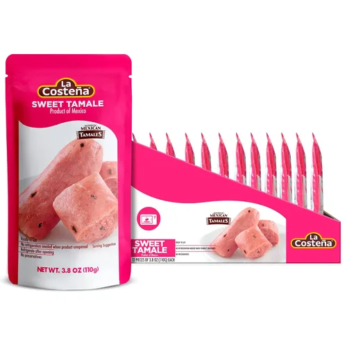 Vista 9 de La Costeña Red Tamales - Bolsa para microondas de comida mexicana, 3.8 onzas, paquete de 12 Made with Pork, Red Sauce & Masa Corn Meal, Ready to