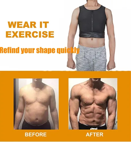 Vista 3 de Chaleco de Sauna para adelgazar con polímero, chaleco de sauna, negro caliente cuerpo fajas corsé con cremallera cintura entrenador