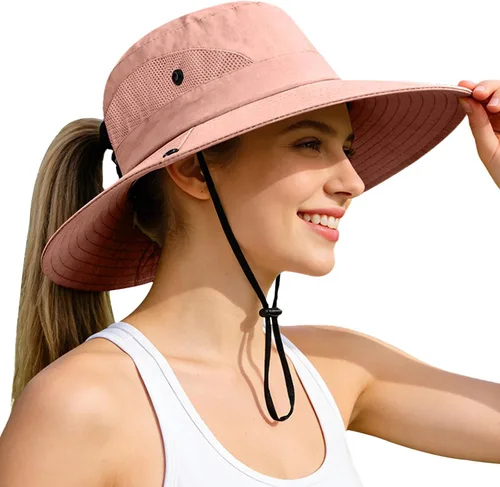 Vista 86 de Rosoz Sombreros de cola de caballo para mujer, protección UV, ala ancha 1 paquete-negro