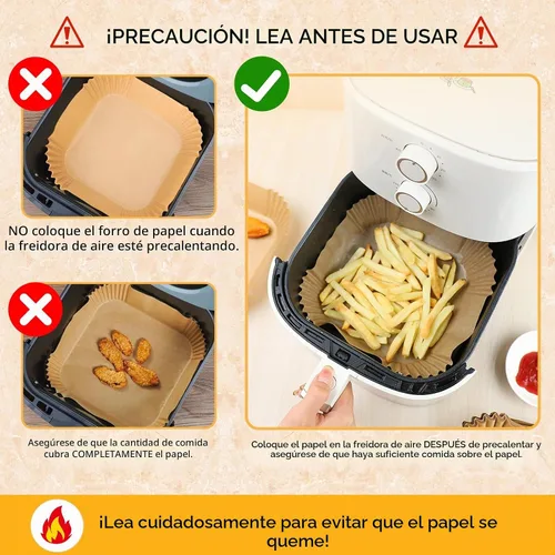 Vista 7 de Forros desechables para freidora de aire, 100 piezas de papel pergamino
