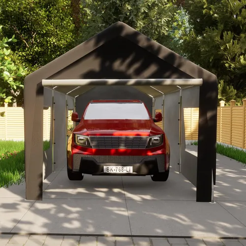 Vista 6 de Thanaddo Cochera de Servicio Pesado de 10 x 20 pies, Toldo para Garaje de Automóvil, con Ventanas Ventiladas Enrollables, Refugio para Automóvil