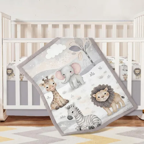 Vista 9 de Hosuly Juego de ropa de cama para cuna de oso de 3 piezas, marrón, oso