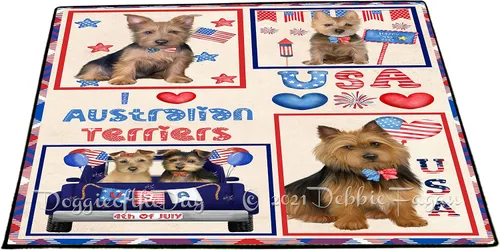 Vista 10 de Doggie of the Day Australian Terrier Dogs Floor Mat - 4th of July Independence Day - Best Dog Doormat - Protector Decor - Unique Portrait Art