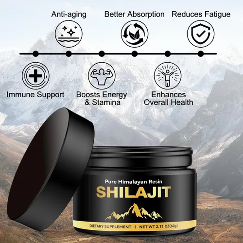 Vista 5 de Shilajit del Himalaya para Hombres y Mujeres, Suplemento de Ácido Fúlvico para Impulso Inmune y Apoyo Energético, Resina de Shilajit Orgánico Dorado
