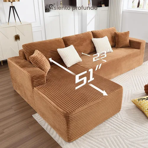 Vista 3 de Opiesit Sofás Sin Huesos de 108" para Sala de Estar, Sofá Seccional Modular con Chaise de Gran Tamaño, Sofá Nube en Forma de L con Asiento Profundo