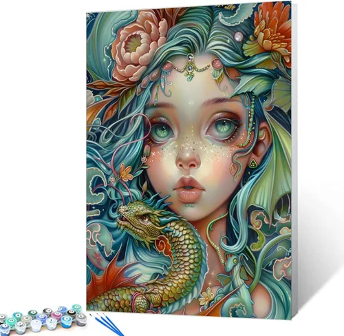 Vista 28 de Kit de pintura por números, lienzo de 16 x 20 pulgadas, pintura al óleo para niños, 16 x 20 pulgadas, pintura al óleo para adultos, adultos