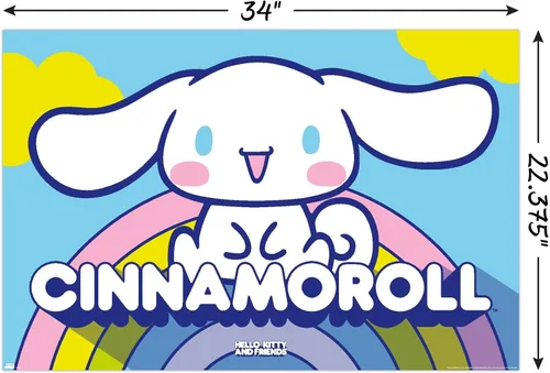 Vista 3 de Hello Kitty and Friends: 22 Over The Rainbow - Póster de pared de Cinnamoroll, 34 pulgadas de largo x 22.4 pulgadas de ancho, versión sin marco