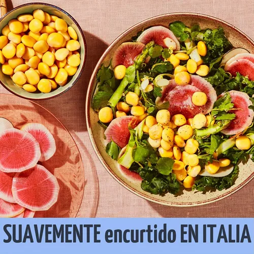 Vista 8 de BRAMI Botani de Frijoles Lupini, Sal Marina de Cerdeña y Vinagre 7 g de proteína vegetal, 0 g de carbohidratos netos Vegano, vegetariano, keto