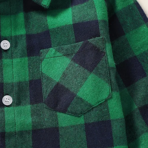 Vista 5 de Camisa de manga larga, con botones, a cuadros, franela roja, para recién nacido hasta los 6 años, unisex