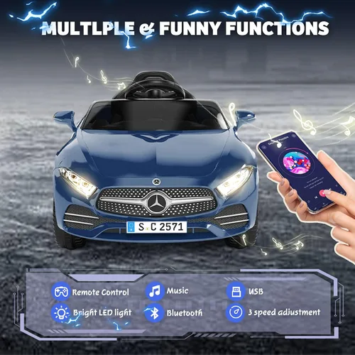 Vista 2 de Vehículo de paseo con licencia Mercedes-Benz CLS 350 de 12 V para niños, camión para montar con control de padres, suspensión de resorte, ruedas