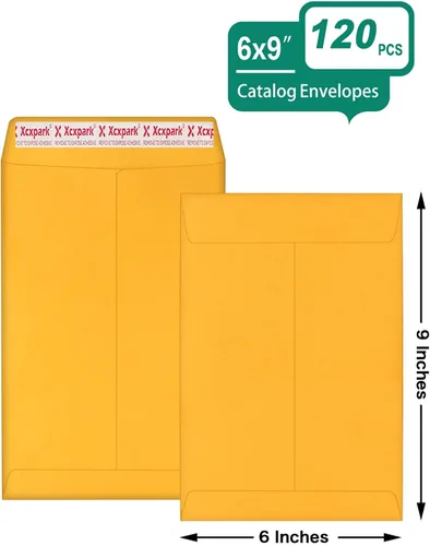 Vista 2 de Xxcxpark 120 sobres de seguridad para catálogo de 6 x 9 pulgadas, sobres autoadhesivos imprimibles, sobres marrones antidesgarros, para tarjetas