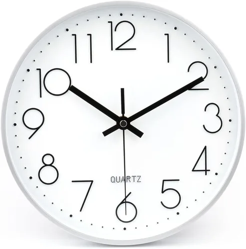 Vista 15 de jomparis Reloj de pared negro de 10 pulgadas, funciona con pilas, reloj de pared silencioso y sin tictac, reloj clásico para el hogar, oficina