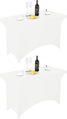Vista 121 de FORLIFE - Funda de mesa de elastano, mantel ajustado de 4 pies para mesas rectangulares, funda elástica para patio, universal para bodas, banquetes