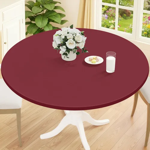 Vista 19 de Smiry Mantel redondo de pícnic, fundas de mesa elásticas impermeables para mesas de 18 a 24 pulgadas, manteles de vinilo con parte trasera
