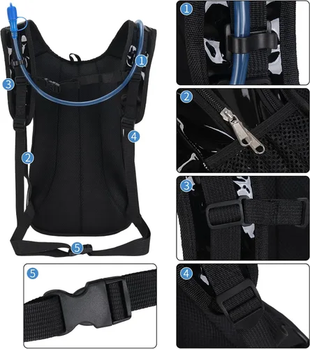 Vista 4 de Roptat Mochila de hidratación con bolsa de hidratación de 2 litros, mochila ligera para agua para mujeres y hombres, correr, equitación, ciclismo
