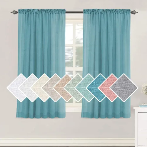 Vista 21 de H.VERSAILTEX - Cortinas de mezcla de lino natural semitransparentes, con bolsillo para cortinero, filtrado de luz, 2 paneles, para sala de estar Gris