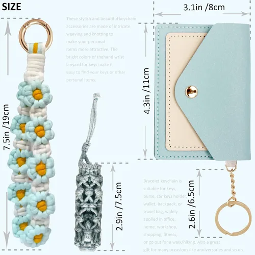 Vista 57 de BIHRTC Llavero de pulsera boho con soporte para lápiz labial, pulsera hecha a mano