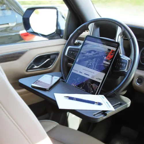 Vista 7 de Limitless RoadWarrior - Bandeja de comida de coche 2 en 1 de doble cara y escritorio para volante, para laptops, tabletas, escritura y comedor Negro