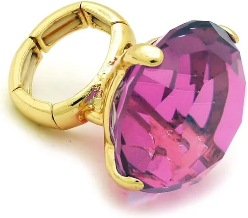 Vista 3 de Fashion 21 Anillo elástico de piedra colorida de cristal extra grande para mujer Amatista