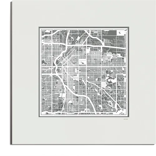 Vista 115 de O3 Design Studio San Diego, CA Paper Cut Map Matted Grey 20x20 in Paper Art