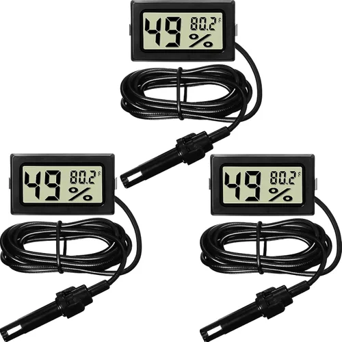 Vista 8 de Weewooday Medidor digital de temperatura y humedad con medidor de sonda LCD Fahrenheit, termómetro higrómetro para incubadora, planta de reptiles