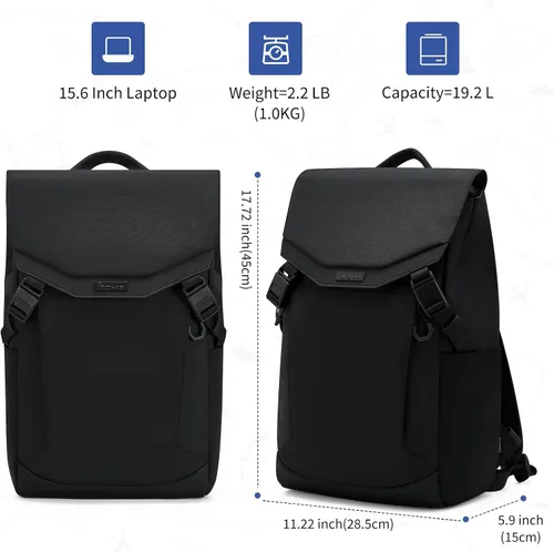 Vista 4 de OIWAS Mochila para hombre, mochila para laptop de 16 pulgadas para hombres con hebilla magnética, mochila de viaje resistente al agua para laptop