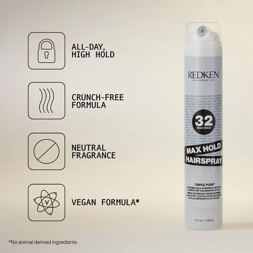 Vista 4 de Redken Max Hold Neutral Hairspray 32 Laca para el cabello de alta sujeción máxima extrema Elevación duradera y control del encrespamiento Para