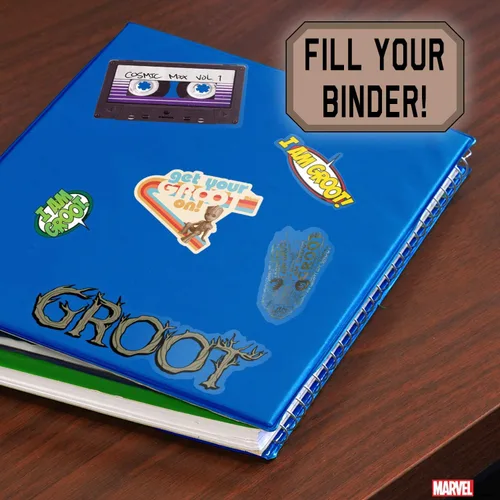 Vista 5 de Groot Marvel - Calcomanía de pared pequeña de realidad aumentada, vinilo extraíble para despegar y pegar, 7 calcomanías