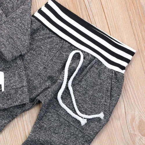 Vista 6 de Conjunto de sudadera con capucha para bebés y niños con diseño de dinosaurio de manga larga con capucha y pantalones