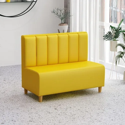 Vista 11 de Banco Settee con Respaldo, Sofá Loveseat Moderno Tapizado de PU Cabina de Una Sola Cara con Marco de Aleación, Banco Sofá de Comedor Restaurante