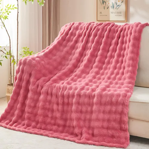 Vista 38 de NEWCOSPLAY Manta para Sofá Aqua Súper Suave de Franela Polar 3D Burbuja Ligera Manta de Cama para Uso en Todas las Estaciones (Aqua, Throw(50"x60"))