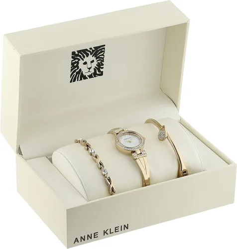 Vista 2 de Anne Klein Juego de reloj y pulsera con detalles de cristal prémium para mujer
