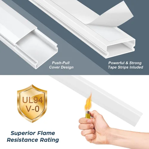 Vista 5 de Funda para cable de 62.8" para pared, cubierta de cable beige para pared, kit de cubierta de cable pintabla para pared, ocultadores de cable