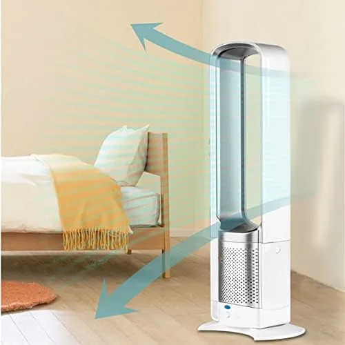 Vista 6 de Ventilador de torre oscilante portátil de 32 pulgadas, enfriamiento silencioso sin aspas con control remoto y temporizador, ventilador de pedestal