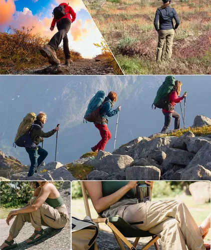 Vista 6 de Women's Hiking Pants Quick Dry Lightweight Water Resistant Cargo Pants Elastic Waist Cargo Athletic Pants for All Seasons
