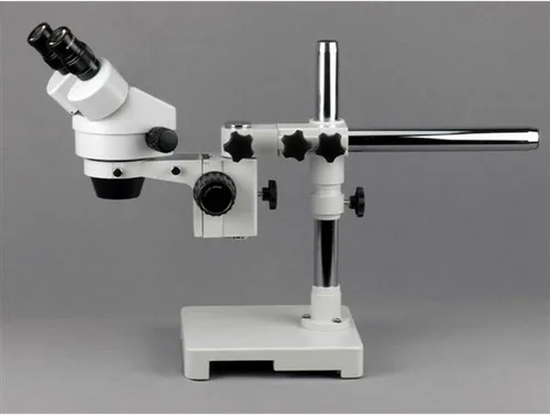 Vista 3 de AmScope SM-3B-FRL Microscopio de zoom estéreo binocular profesional, ocular WH10x, aumento 7X-45X, objetivo de zoom 0.7X-4.5X, luz de anillo
