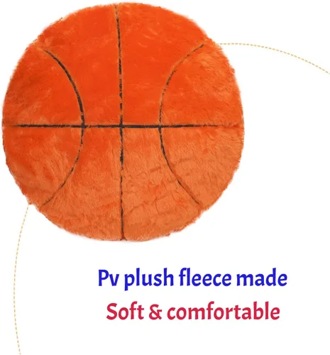 Vista 5 de Almohada de felpa acogedora Basketabll suave rellena con forma de bola deportiva, cojín grueso y redondo para decoración de sofá, habitación