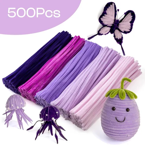 Vista 3 de Caydo 500 piezas de limpiapipas moradas para flores Gradiente Púrpura