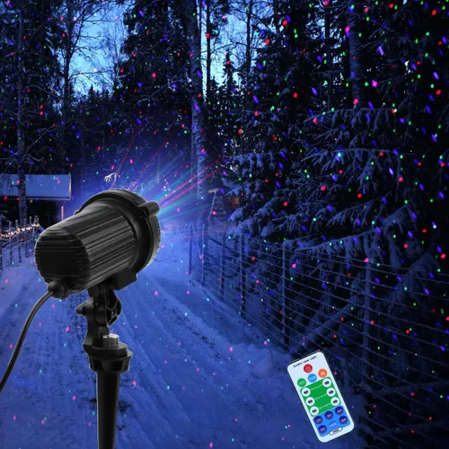 Vista 4 de Luces láser de Navidad, proyector de luces láser para jardín al aire libre, estrellas en movimiento de 3 colores rojo verde azul, resistentes al
