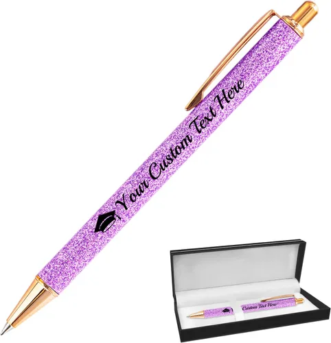 Vista 54 de Hasta 100 bolígrafos personalizados con nombre a granel, bolígrafo con purpurina de impresión personalizada, grabado gratis, texto con logotipo