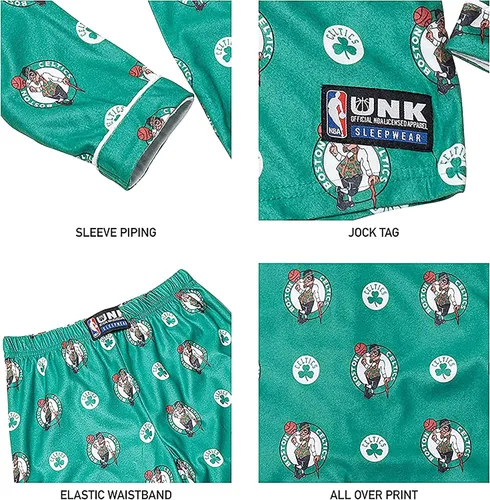 Vista 6 de Ultra Game NBA Boys 2-Piece Loose-fit Button Down Pajamas Set (Sizes 4-20)