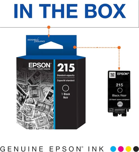 Vista 3 de Epson T215 - Tinta de capacidad estándar negro -Cartucho (T215120-S) para determinadas impresoras de fuerza laboral T215 -Cartucho tricolor