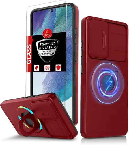 Vista 33 de Funda para Samsung Galaxy S21 FE con 2 protectores de pantalla de vidrio templado, funda con función atril para Samsung Galaxy S21FE con cubierta