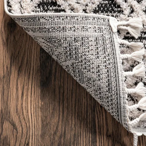 Vista 5 de nuLOOM Alfombra de Área Ansley Marroquí con Borlas de 2 x 6 pies, Gris, diseño bohemio con textura alta-baja, pelo alto de felpa, resistente a