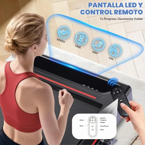 Vista 5 de GORISE Walking Pad Treadmill with Adjustable Height Handle Bar, 3HP Quiet Foldable Under Desk Treadmill, Portable Treadmills for Home 350LBS with