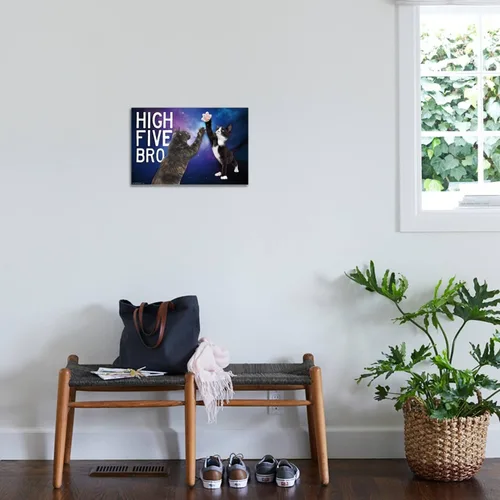 Vista 3 de Trends International Keith Kimberlin - Kittens - High Five Bro in Space Wall Poster, 14.72" x 22.37", Stretched Canvas
