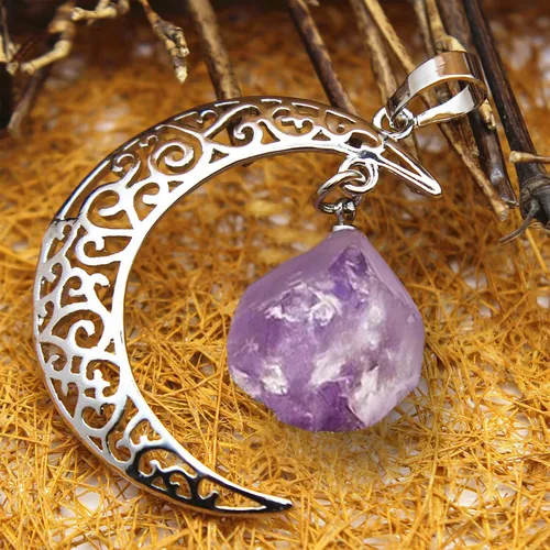 Vista 3 de MJartoria Collar para mejor amigo, colgante de cristal de luna, collar BFF para 2, "Love Across Light Years", colgante de cristal curativo
