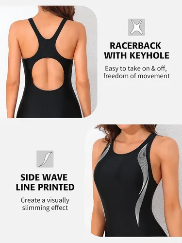Vista 3 de ATTRACO Traje de baño de una pieza para mujer, traje de baño de entrenamiento atlético con espalda cruzada